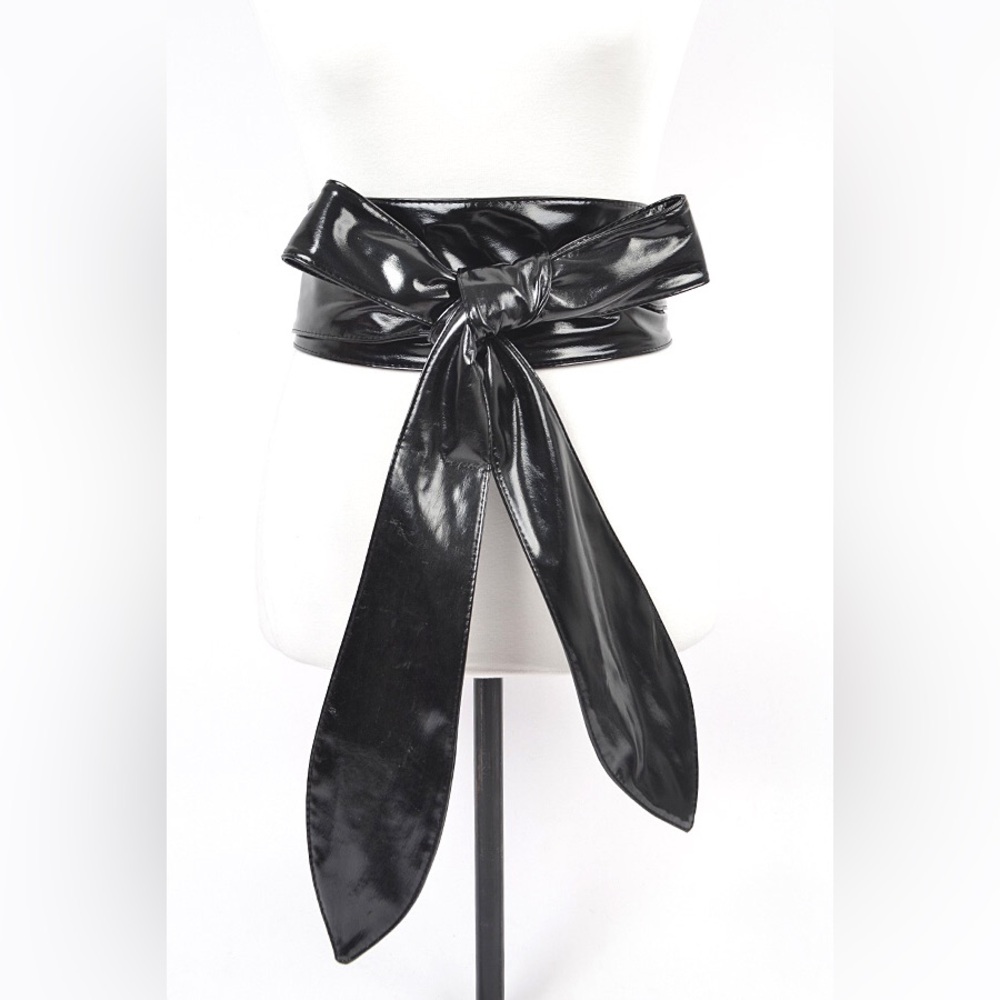 Metallic Vegan Leather Obi Statement Belt - Picture 2 of 6